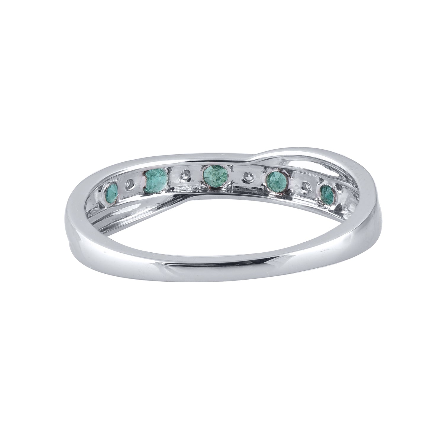 Diamond and Green Sapphire Criss-cross Ring in 10K Gold