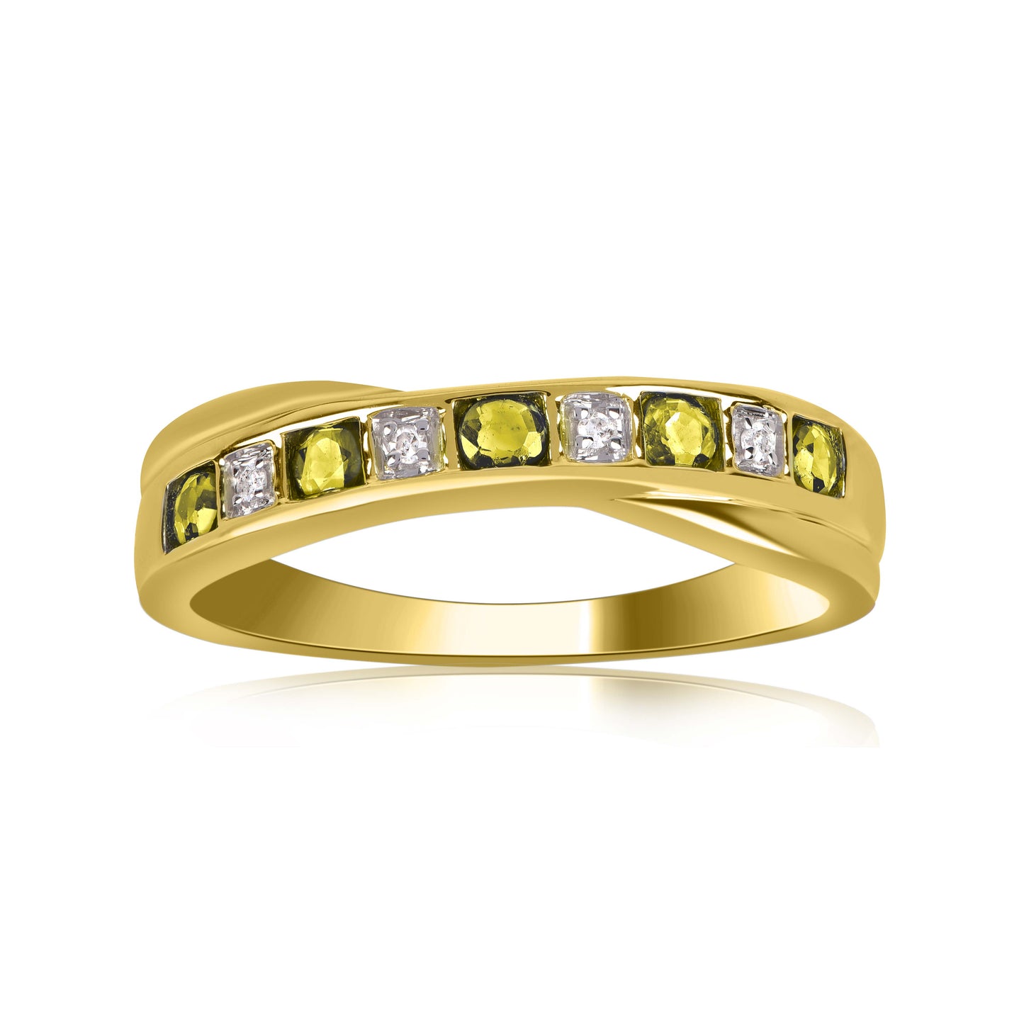 Diamond and Yellow Sapphire Criss-cross Ring in 10K Gold