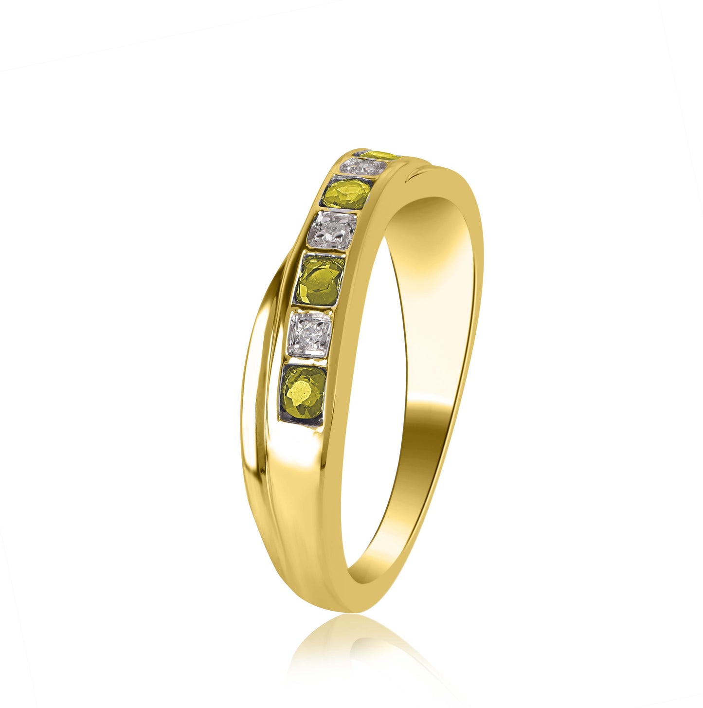 Diamond and Yellow Sapphire Criss-cross Ring in 10K Gold