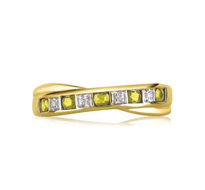 Diamond and Yellow Sapphire Criss-cross Ring in 10K Gold