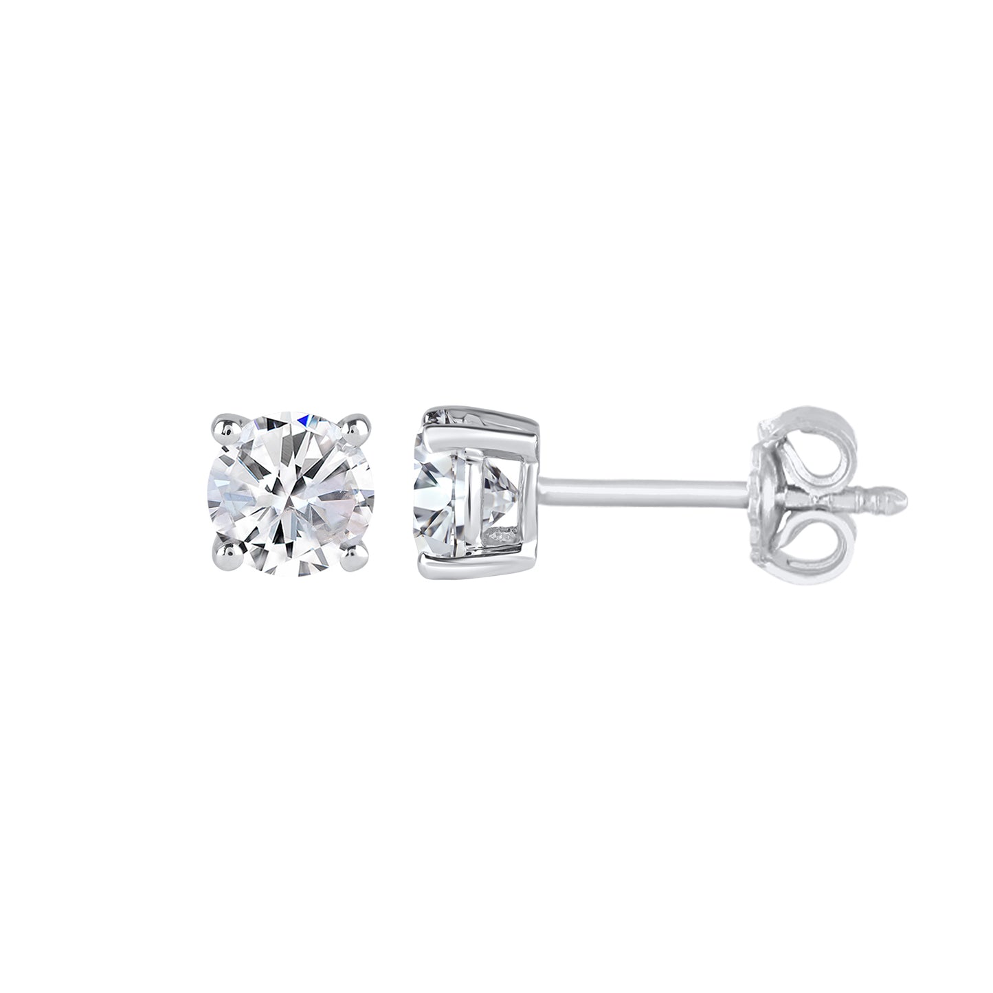 1.50 Carat Solitaire Stud Earrings with Friction Back in 14K Gold