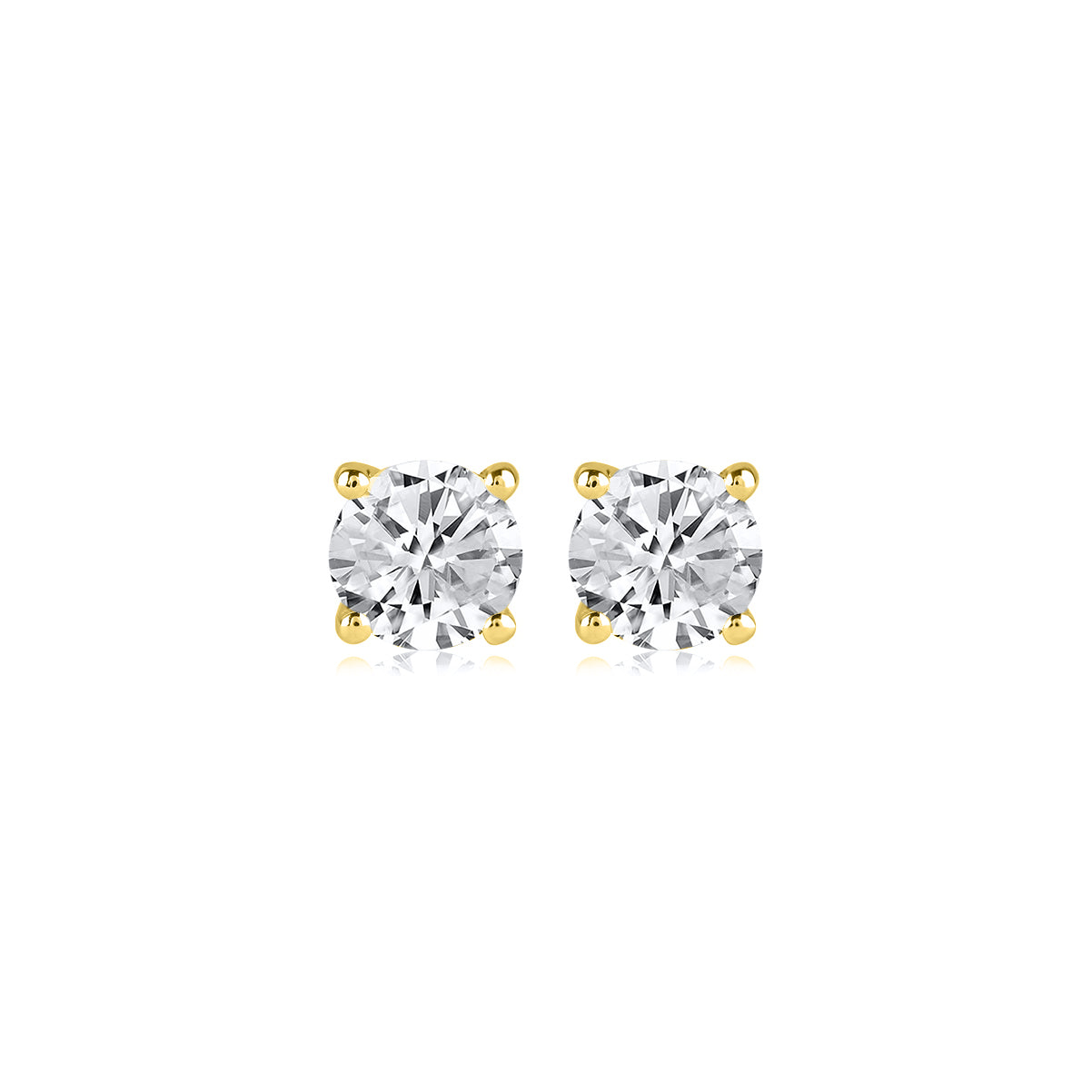 0.90 Carat Solitaire Stud Earrings with Friction Back in 14K Gold