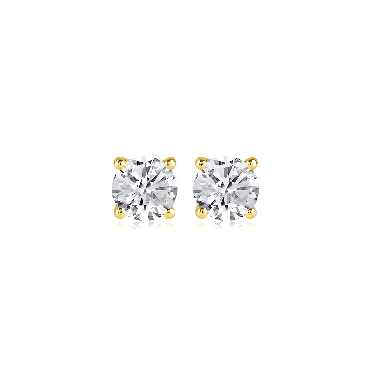 0.66 Carat Solitaire Stud Earrings with Friction Back in 14K Gold