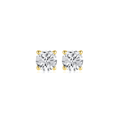 1.0 Carat Solitaire Stud Earrings with Friction Back in 14K Gold