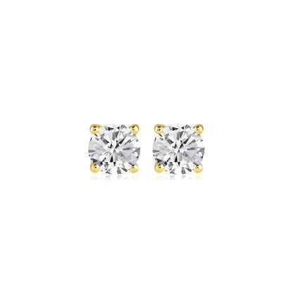 0.33 Carat Solitaire Stud Earrings with Friction Back in 14K Gold