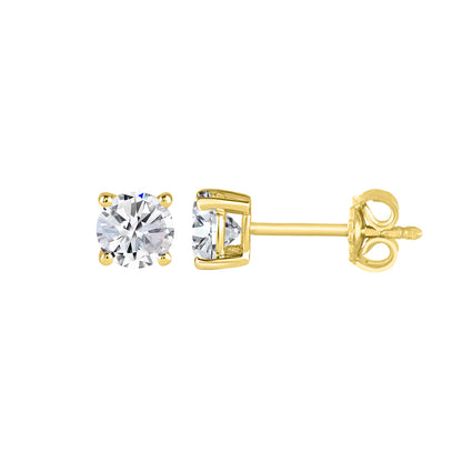 0.15 Carat Solitaire Stud Earrings with Friction Back in 14K Gold