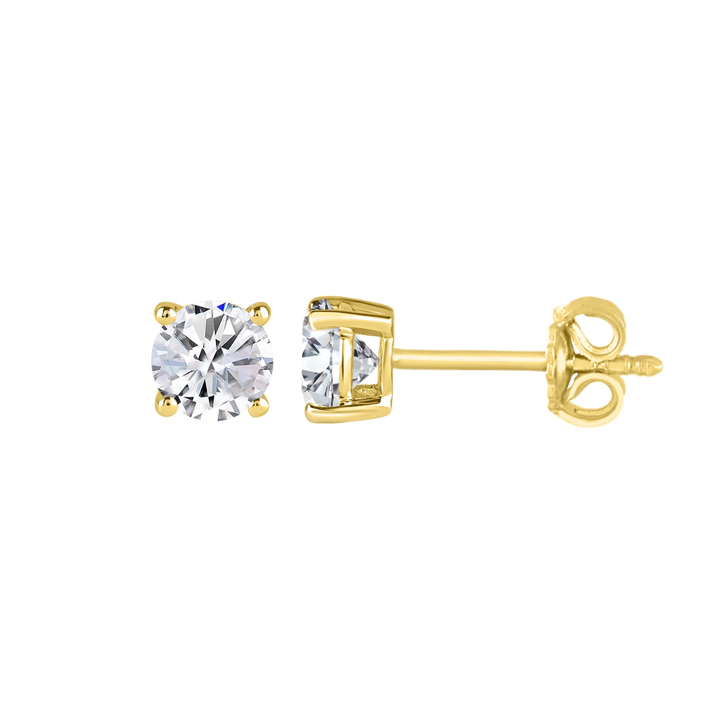 0.20 Carat Solitaire Stud Earrings with Friction Back in 14K Gold