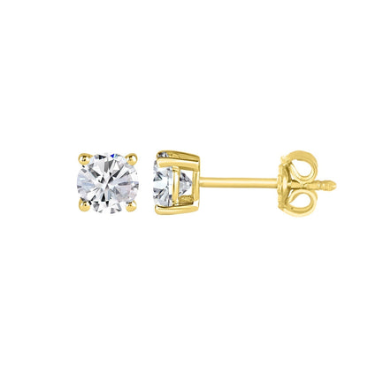 0.80 Carat Solitaire Stud Earrings with Friction Back in 14K Gold