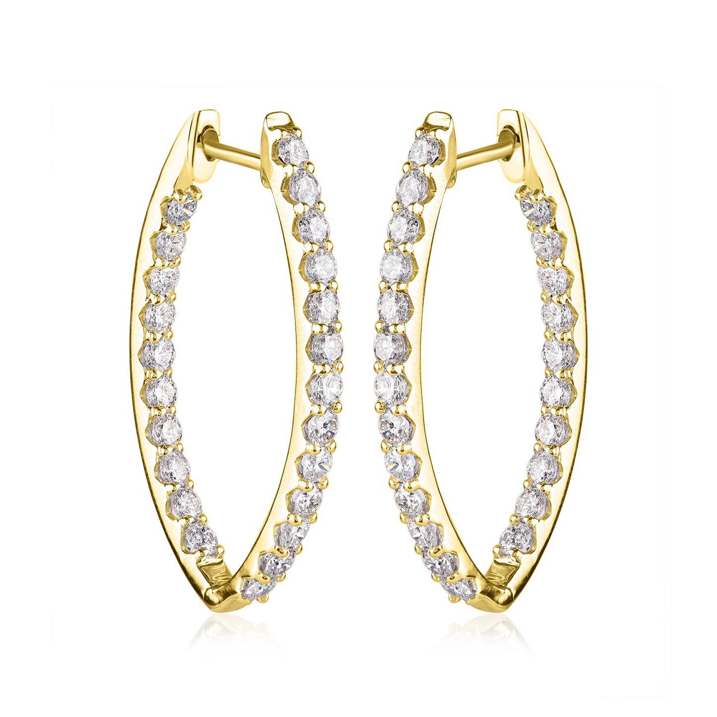 Inside-Outside Studded Wedding Hoop Earrings in 10K Gold