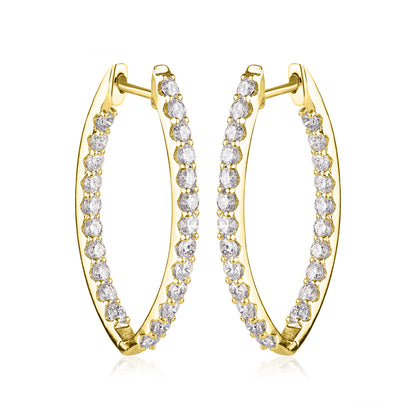 Inside-Outside Studded Wedding Hoop Earrings in 10K Gold