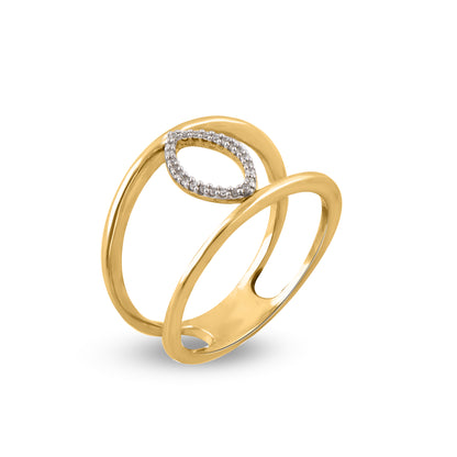 Accent Diamond Promise Ring in Gold Plated 925 Sterling Silver
