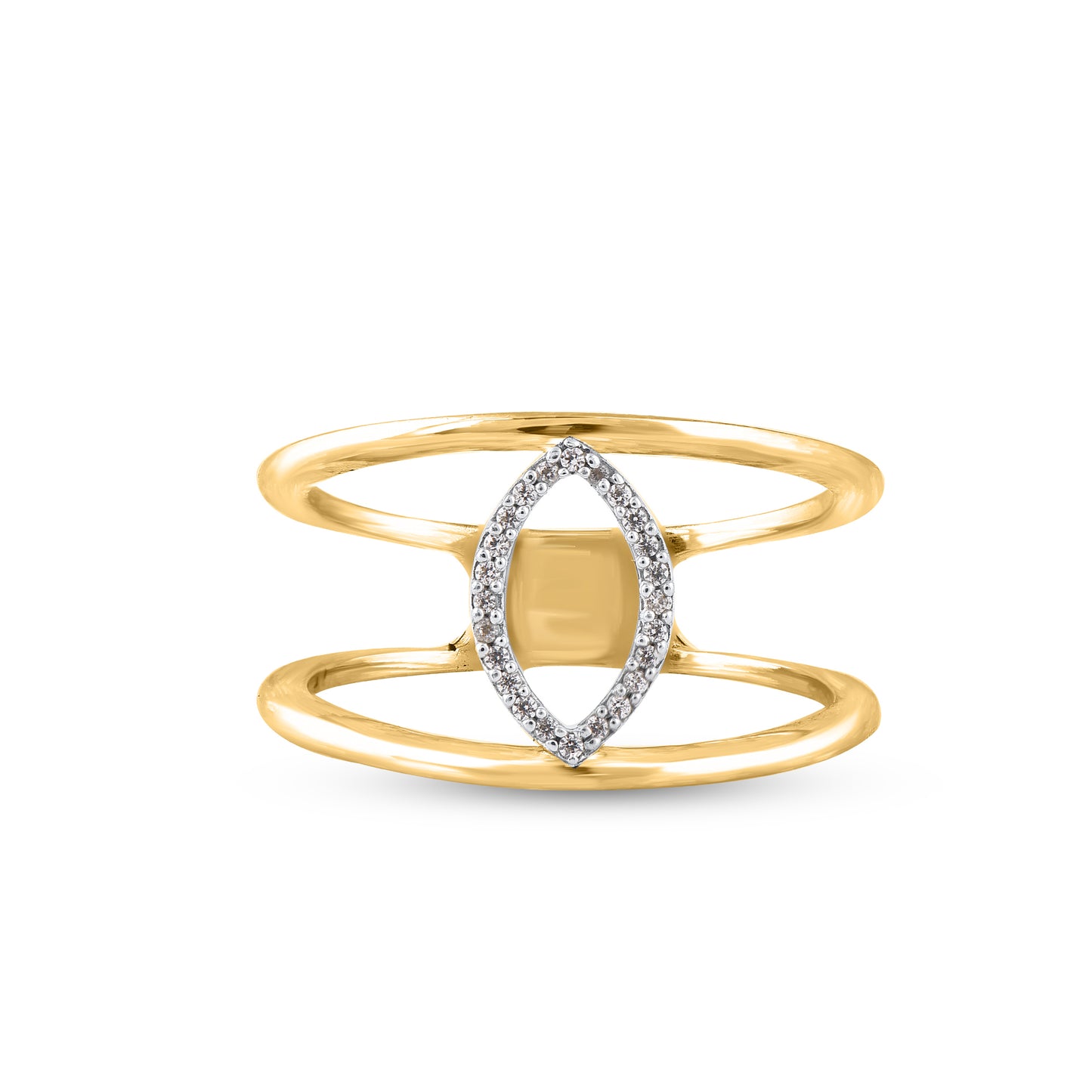 Accent Diamond Promise Ring in Gold Plated 925 Sterling Silver