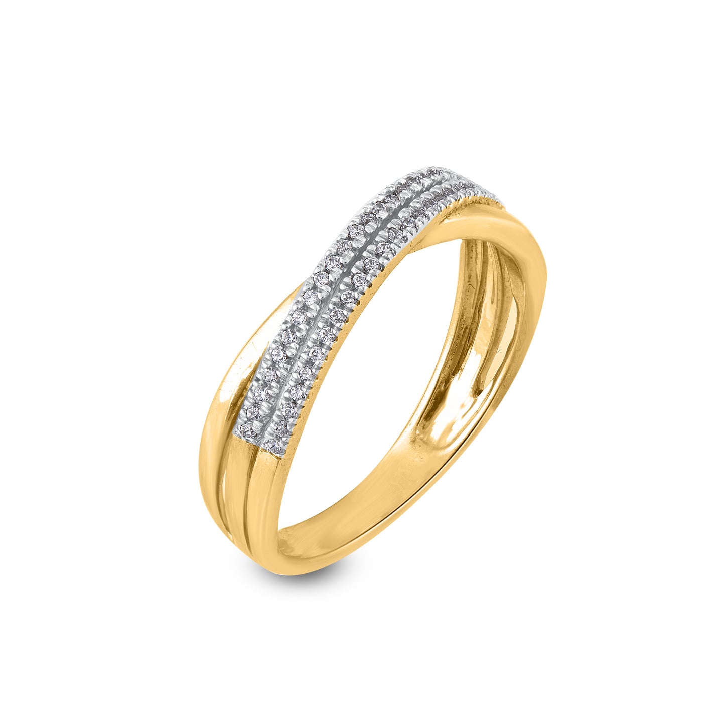 Criss-Cross Half Eternity Band in Gold Plated in 925 Sterling Silver