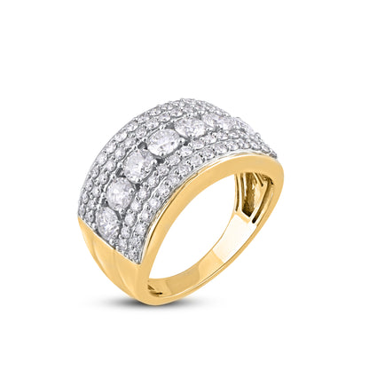 2 Carat Natural Diamond Multi-Row Vintage Wedding Band in 14K Gold