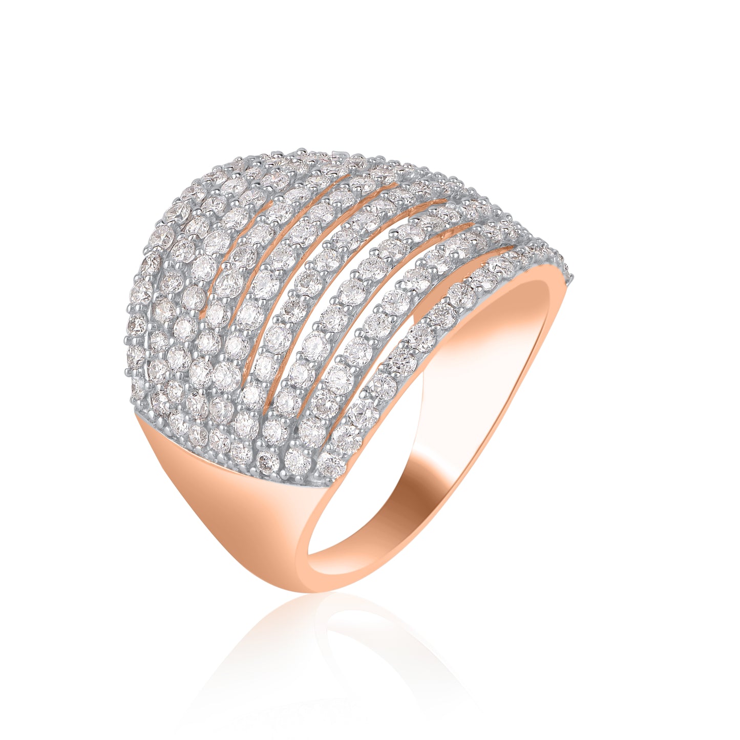 Multi-Row Wide Band Ring in 14K Gold