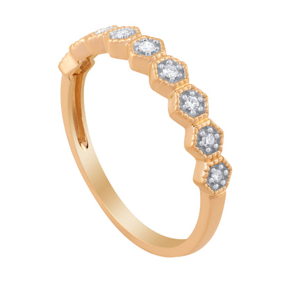 Hexagon Shaped Stackable Wedding Band Ring 14K Gold