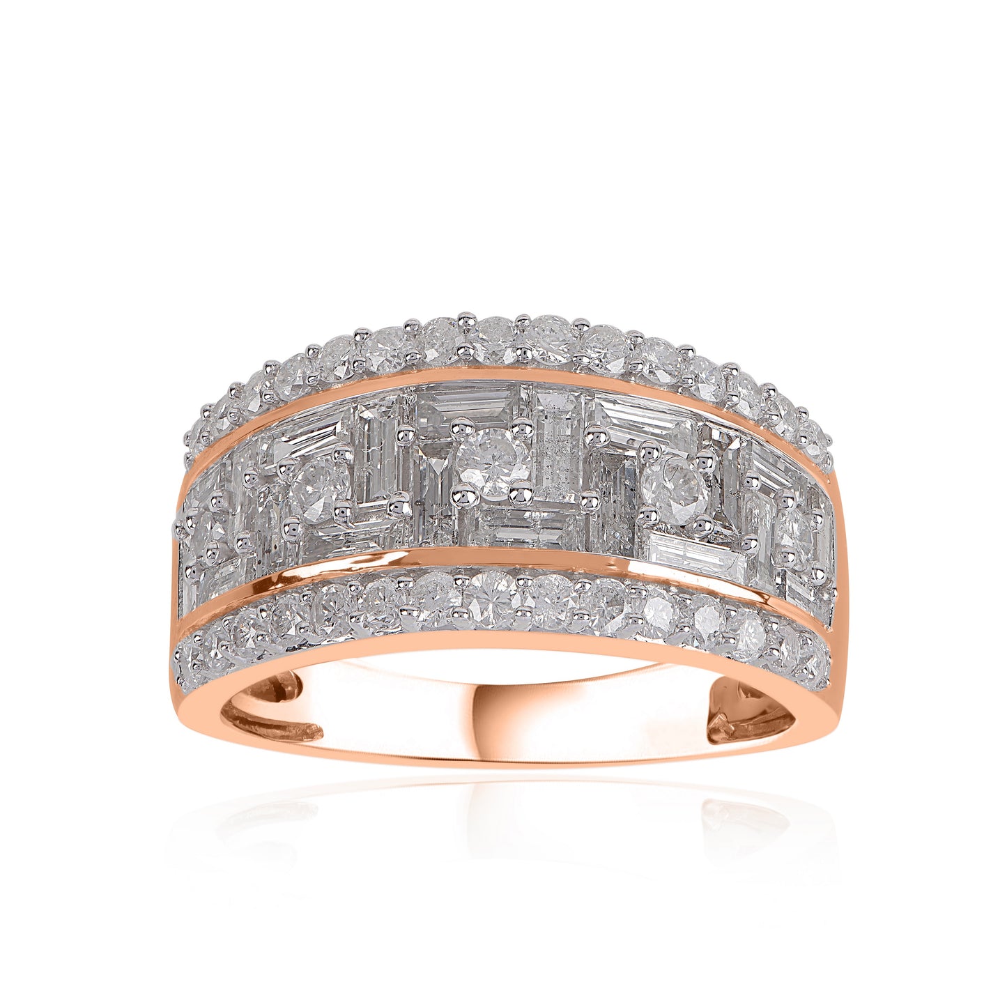 Baguette and Round Diamond Wedding Band Ring in 10K Gold | 14K Gold