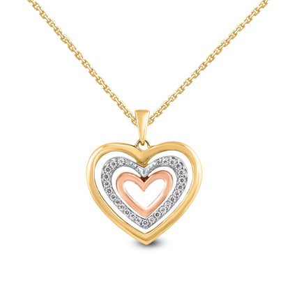 Triple Heart 3 Tone Gold Plated Pendant Necklaces