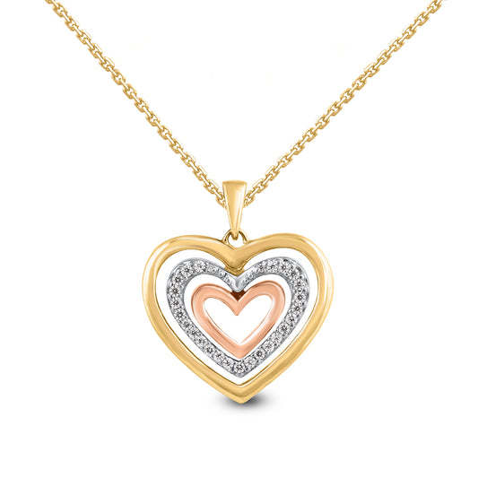 Triple Heart 3 Tone Gold Plated Pendant Necklaces