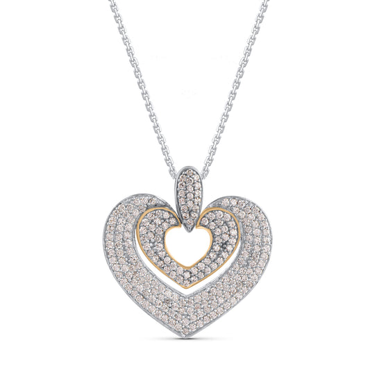 Double Heart Pendant Necklace in 10KT Gold