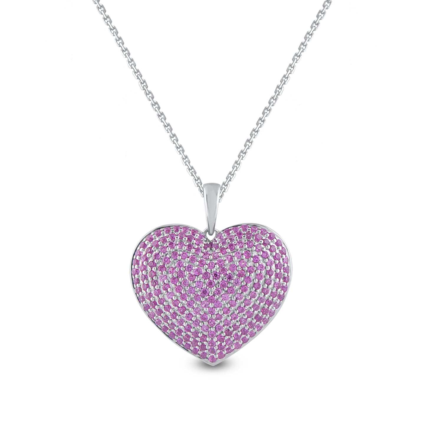 Pink Sapphire Heart Pendant Necklace in 925 Sterling