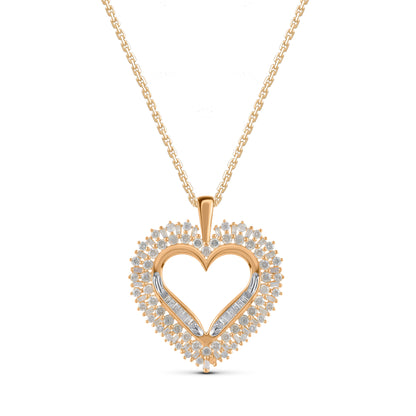 Baguette Heart Pendant Necklace in 10K Gold