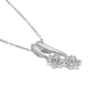 Cluster Flower Pendant Necklace in 10K White Gold