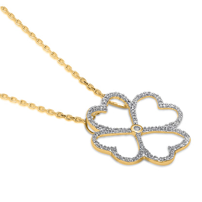 Clover Flower Necklace Pendant in 10K Gold