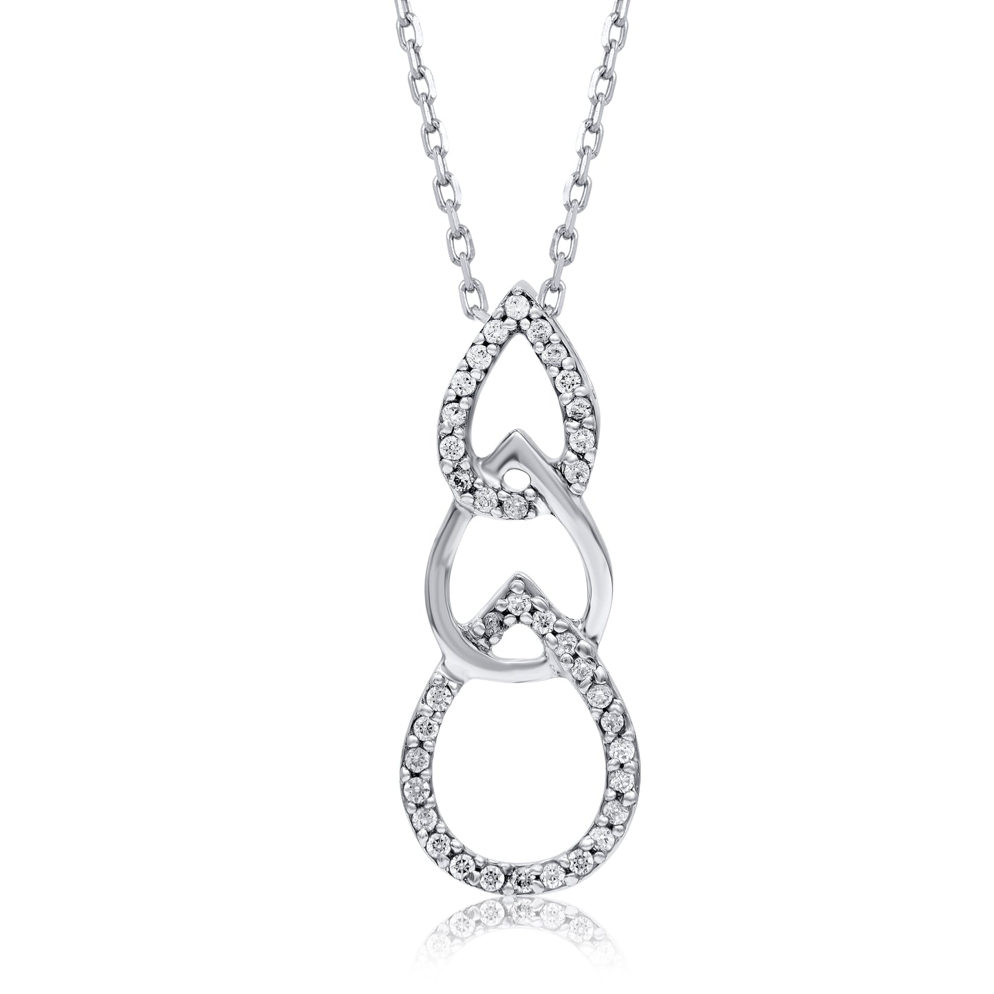 Intertwined Triple Tear Drop Pendant Necklace in 925 Sterling Silver