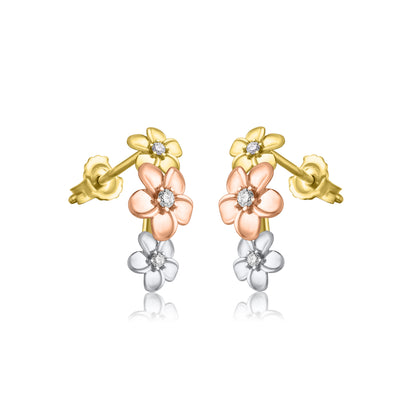 Diamond Floral Earrings in 10K Gold