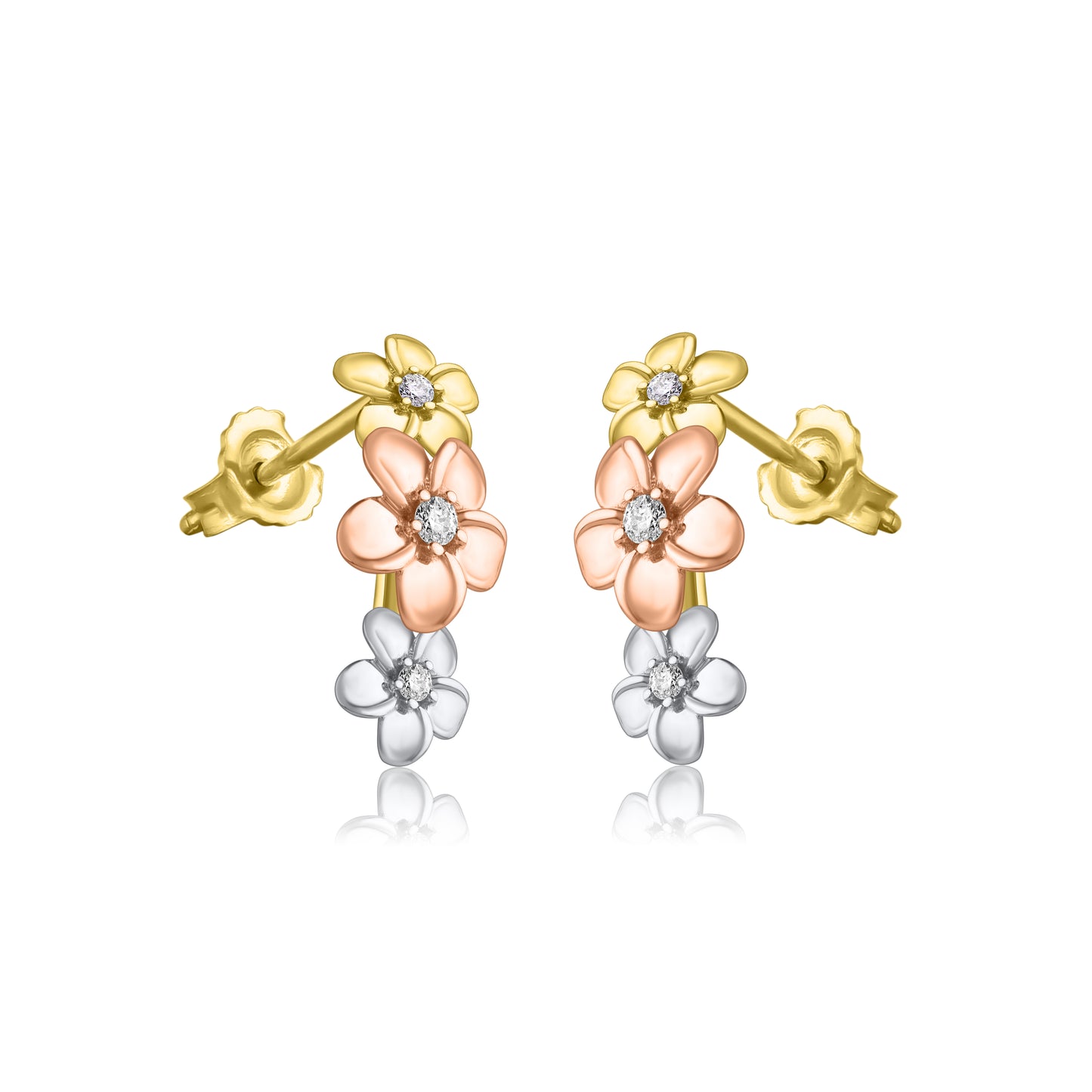 Diamond Floral Earrings in 10K Gold