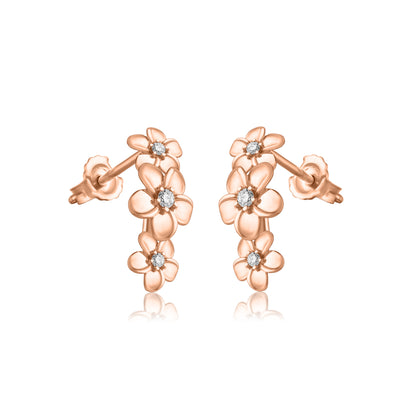 Diamond Floral Earrings in 10K Gold