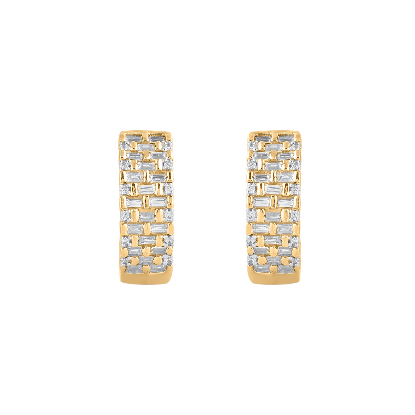 0.75 Carat Natural Diamond Huggie Hoop Earrings in 14 Karat Yellow Gold