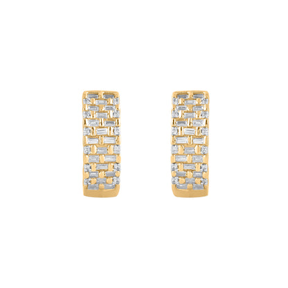 0.75 Carat Natural Diamond Huggie Hoop Earrings in 14 Karat Yellow Gold