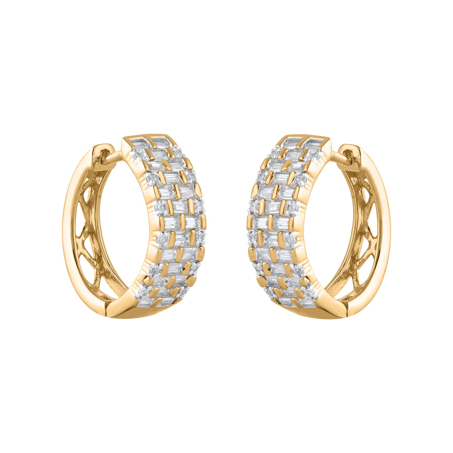 0.75 Carat Natural Diamond Huggie Hoop Earrings in 14 Karat Yellow Gold