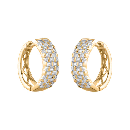 0.75 Carat Natural Diamond Huggie Hoop Earrings in 14 Karat Yellow Gold
