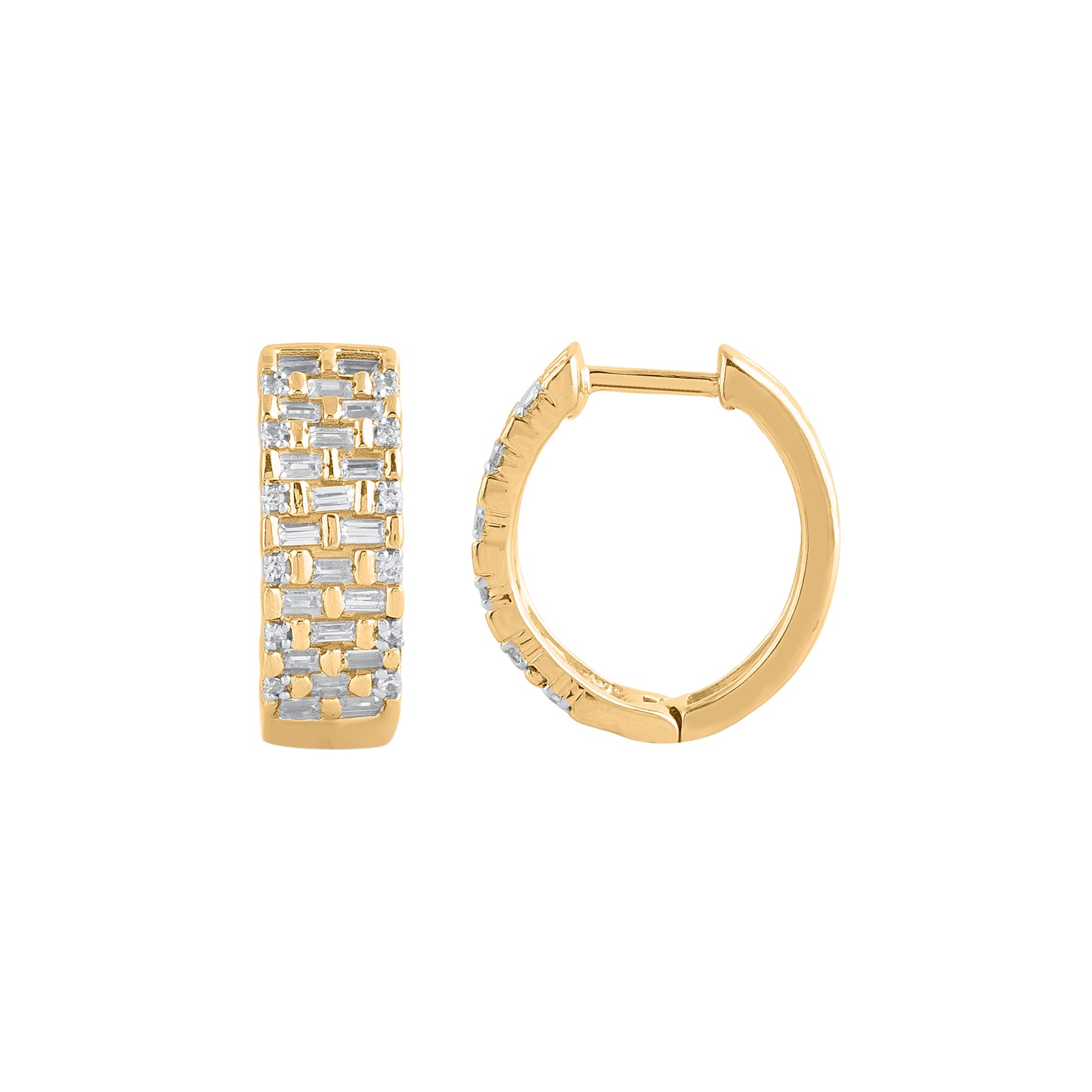 0.75 Carat Natural Diamond Huggie Hoop Earrings in 14 Karat Yellow Gold