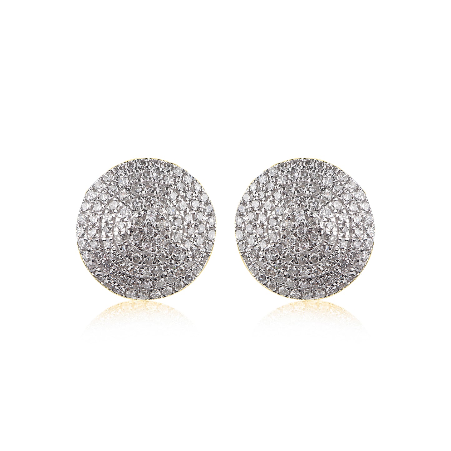 0.50 Carat Natural Diamond 18K Yellow Gold Cluster Stud Earrings