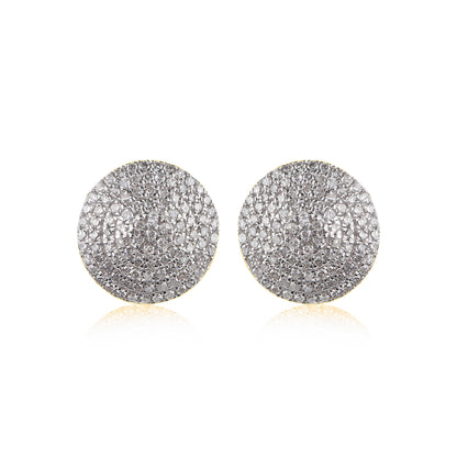 0.50 Carat Natural Diamond 18K Yellow Gold Cluster Stud Earrings