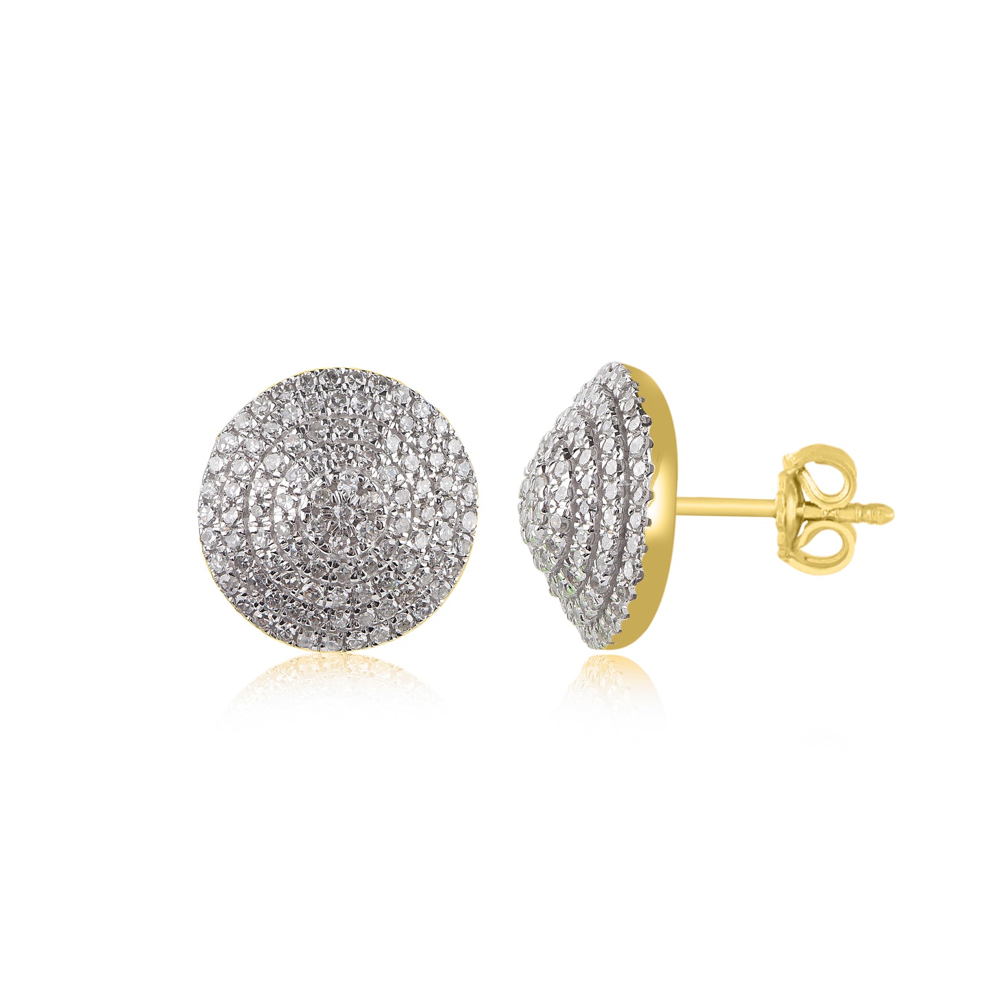 0.50 Carat Natural Diamond 18K Yellow Gold Cluster Stud Earrings