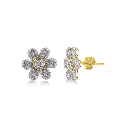 Flower Stud Earrings in 10K Gold