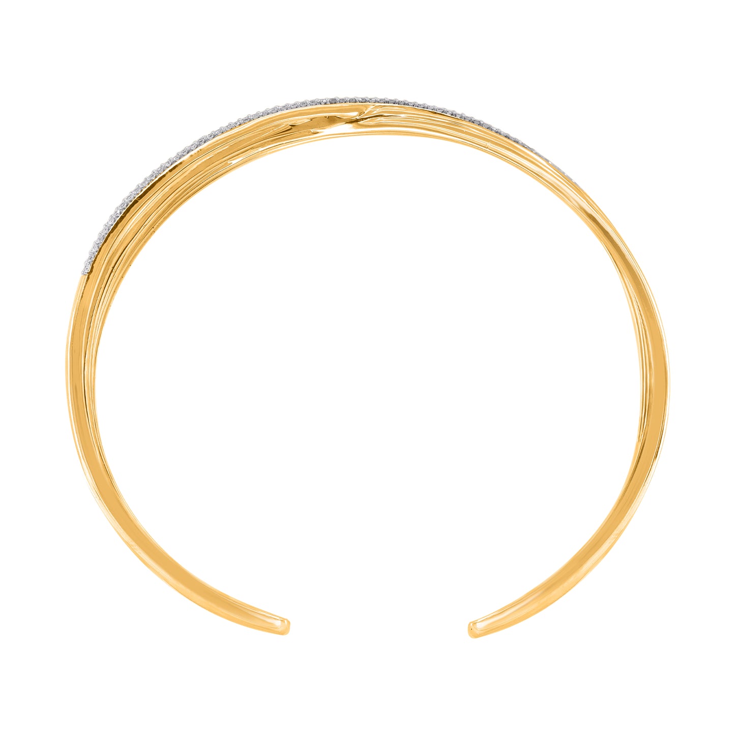 0.50 CTW Natural Diamond Criss-Cross Bangle Bracelet in 18K Yellow Gold