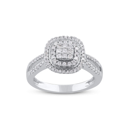 Princess Cut Diamond Halo Bridal Ring in 10K Gold