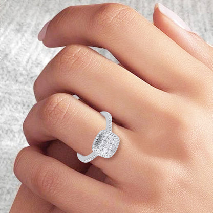 Princess Cut Diamond Halo Engagement Ring in 10k Gold