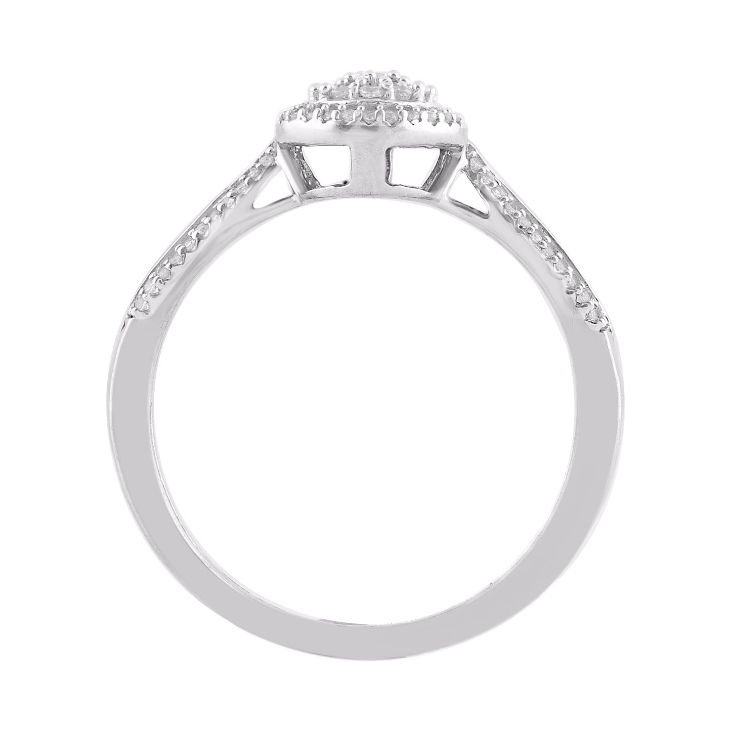 0.33 Carat Baguette & Round Diamond 14KT White Gold Drop Ring