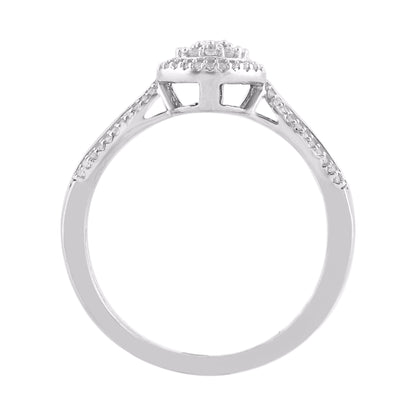 0.33 Carat Baguette & Round Diamond 14KT White Gold Drop Ring