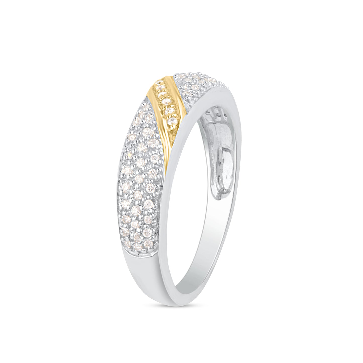Half Eternity Engagement Band in Two Tone Gold Plated 925 Sterling Silver