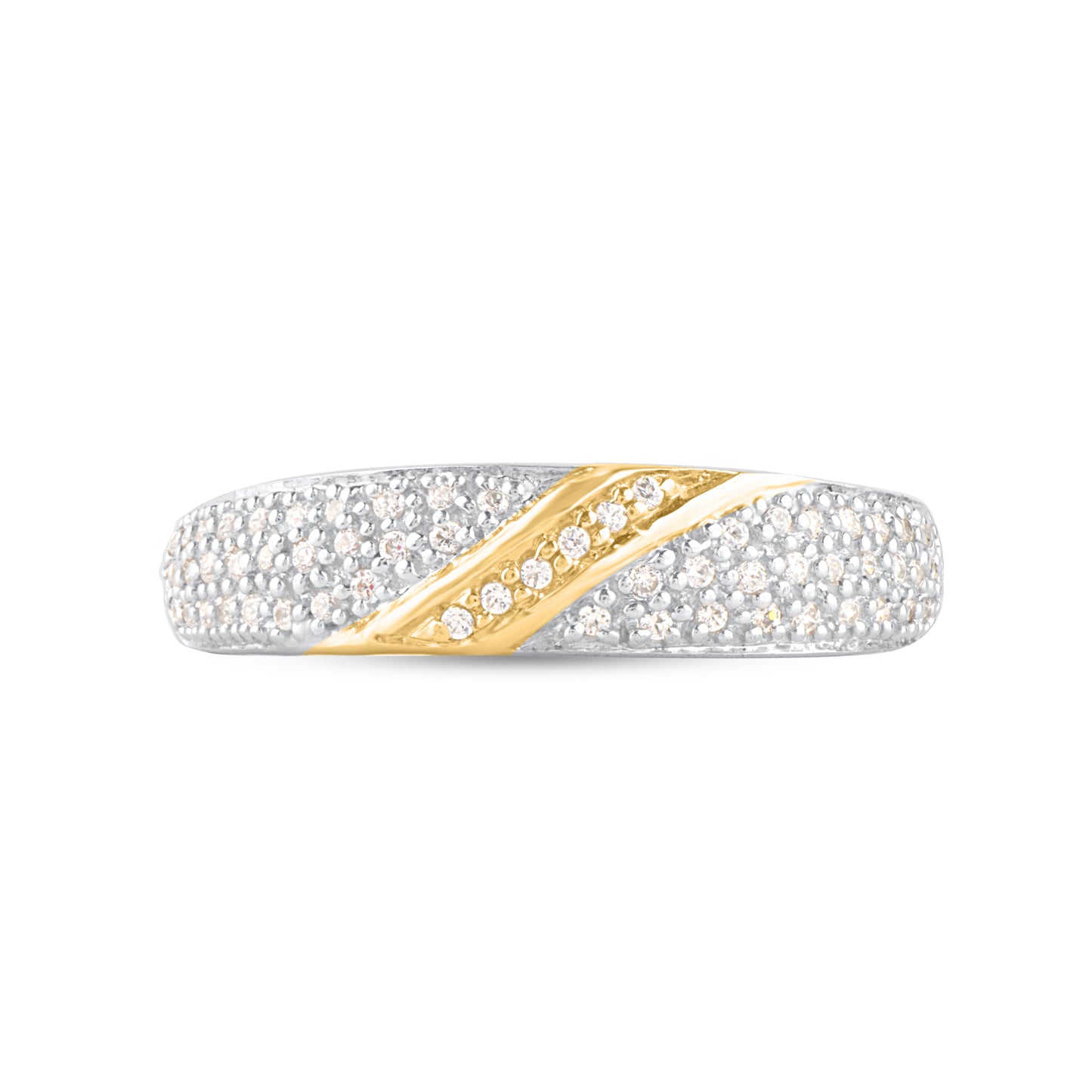 Half Eternity Engagement Band in Two Tone Gold Plated 925 Sterling Silver