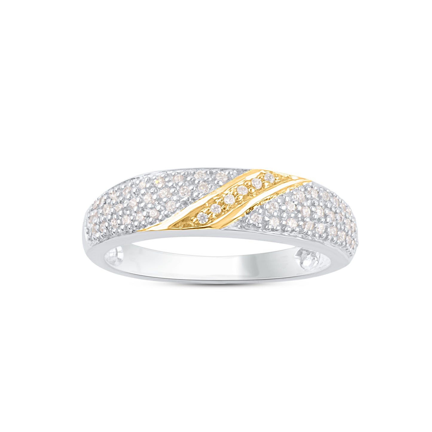 Half Eternity Engagement Band in Two Tone Gold Plated 925 Sterling Silver