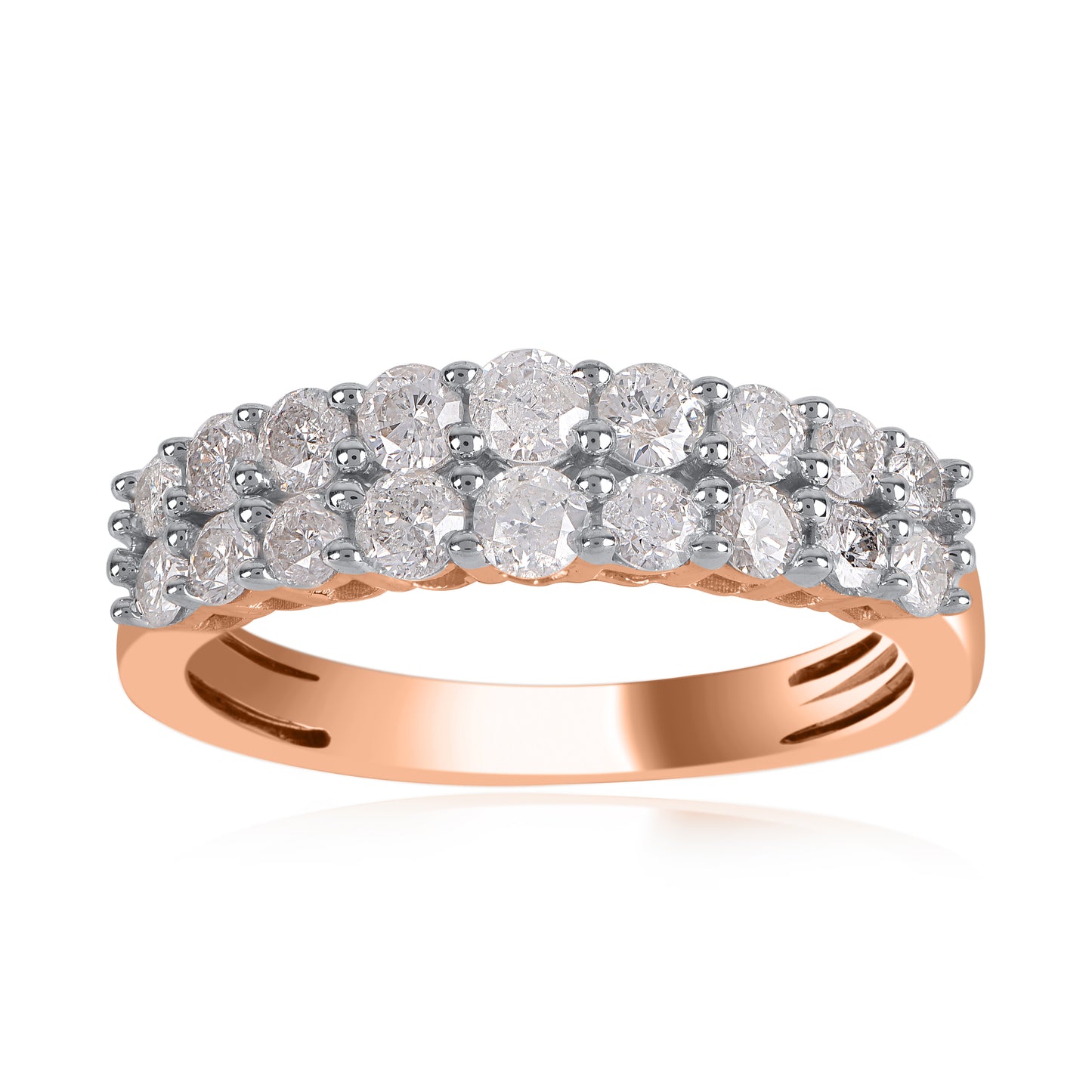 Double Row Wedding Band Ring in 10K Gold